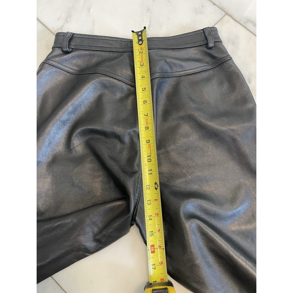 CRIPPLE CREEK Black Leather Long Straight Pants Pockets Waist 28 EUC - Picture 7 of 8